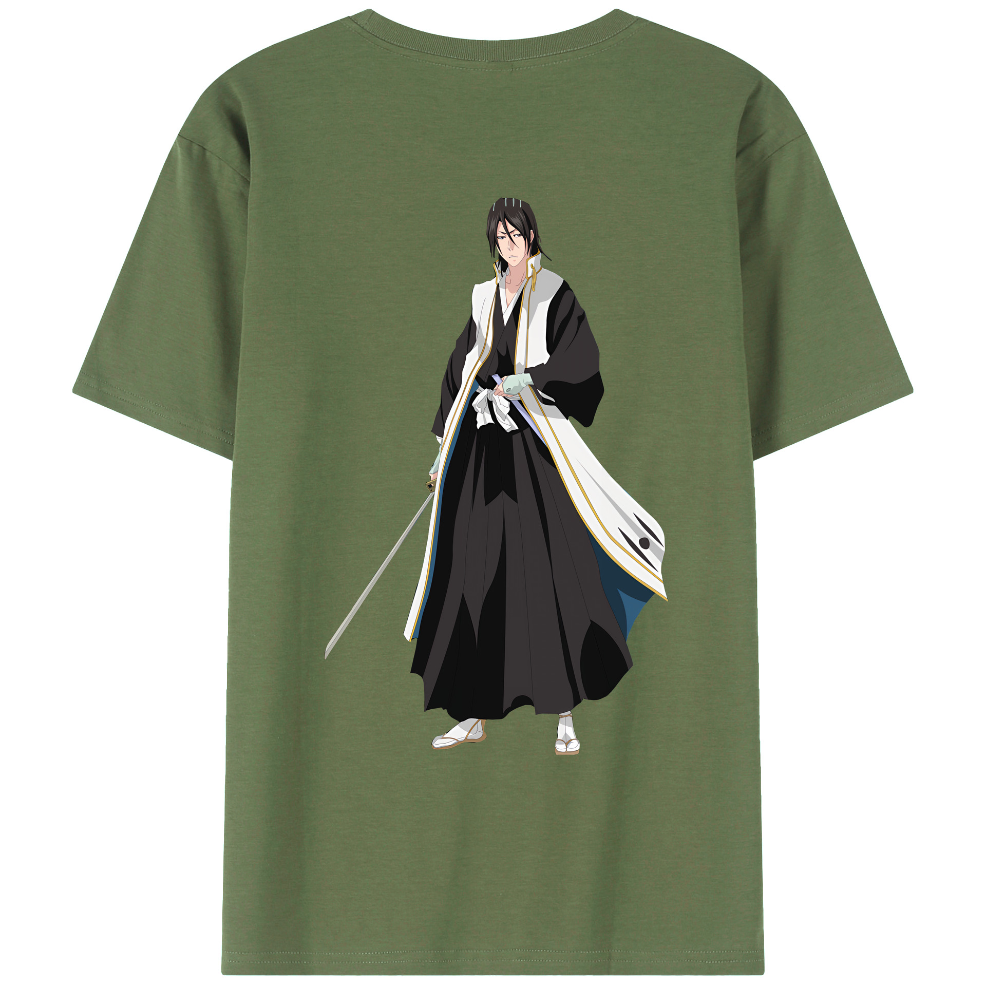 （画像用） ブリーチ くちき びゃくや BLEACH Kuchiki Byakuya 綿100％ メンズ半袖Tシャツ（バックプリント） 通気性